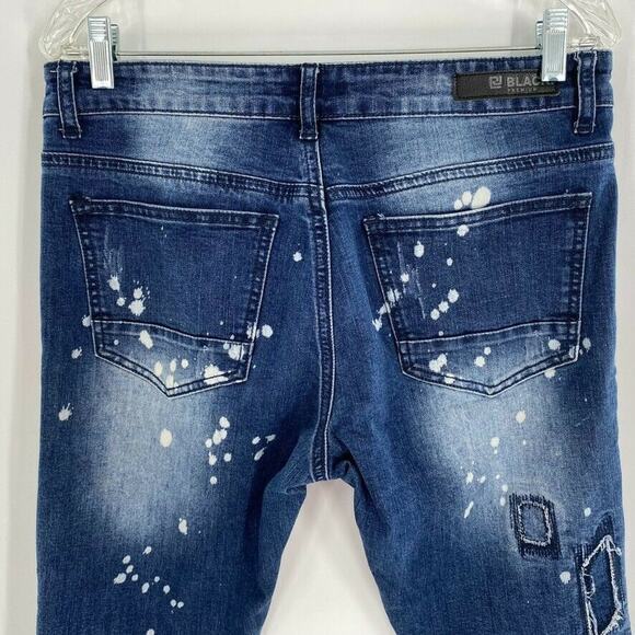 CJ Black Premium Womens Moto Jeans Skinny Flex Bleach Dots Blue Distressed 30x30 - Picture 6 of 8